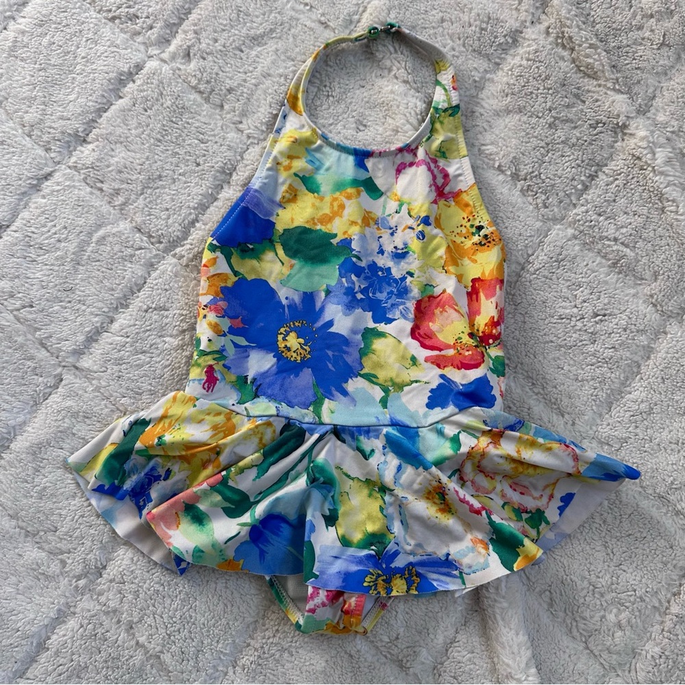 Polo By Ralph Lauren | Tie Dye Infants Floral Halter Swimsuit | Size 3T